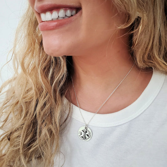 Sterling Silver Star of Life Charm Medical Alert Necklace for Women.