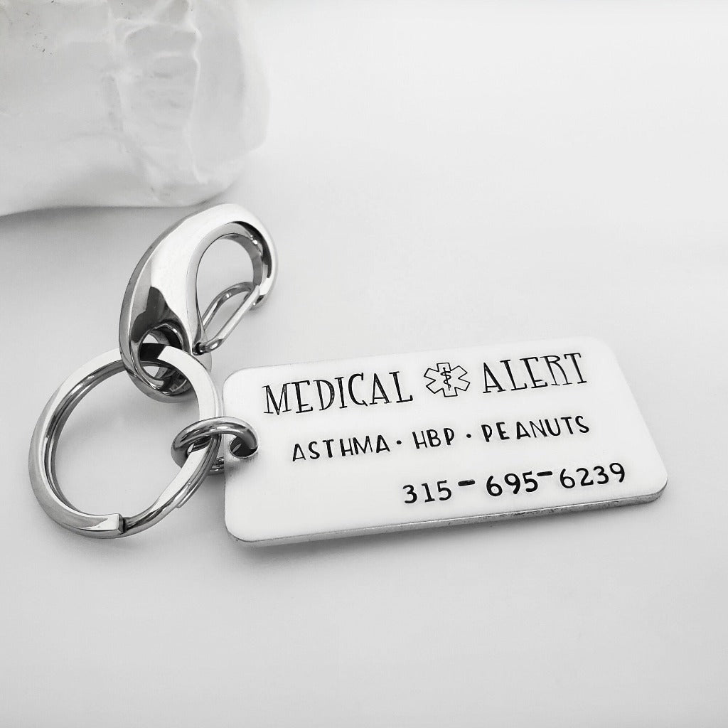 Medical Alert Keychain With Phone Number for Men.