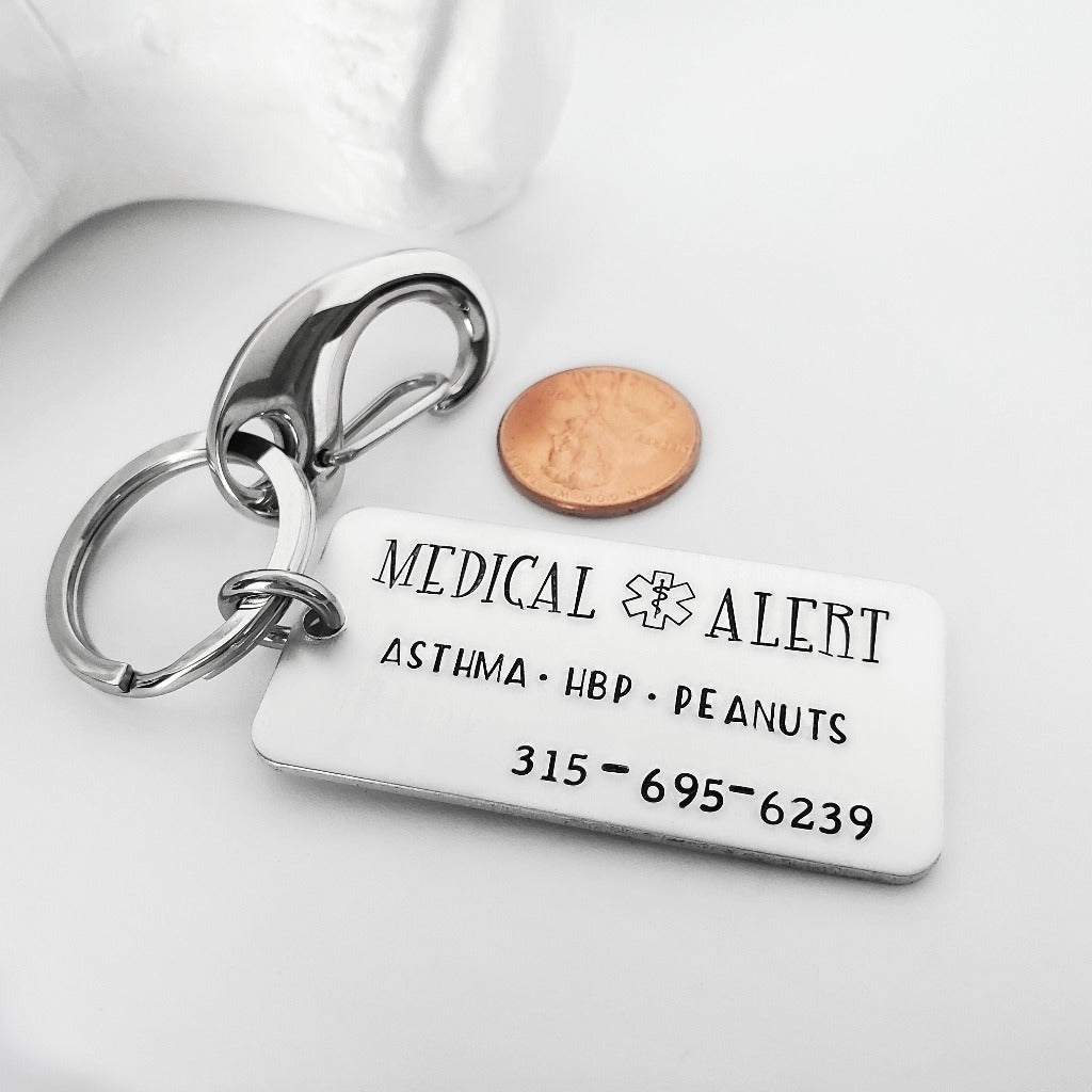 Medical Alert Keychain With Phone Number for Men.