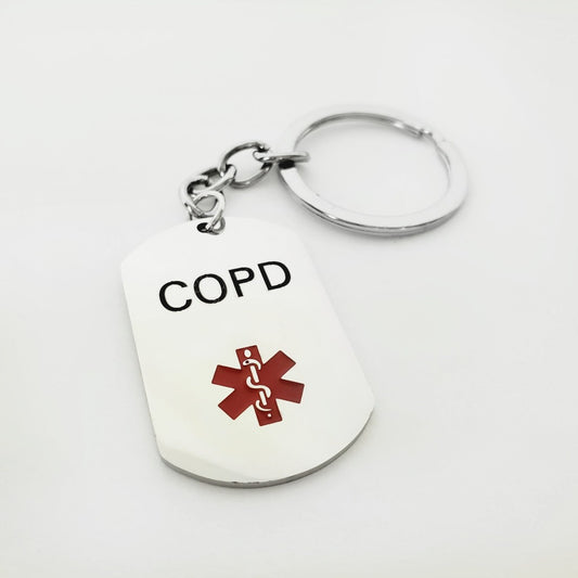 COPD Medical Alert Keychain Stainless Steel for Men & Women