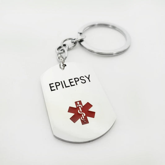 Unisex Medical Alert Epilepsy Keychain Stainless Steel