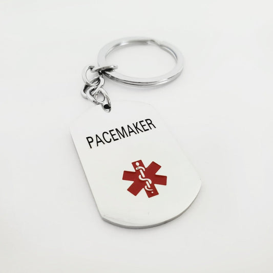 Pacemaker Stainless Steel Medical Alert Keychain for Men & Women