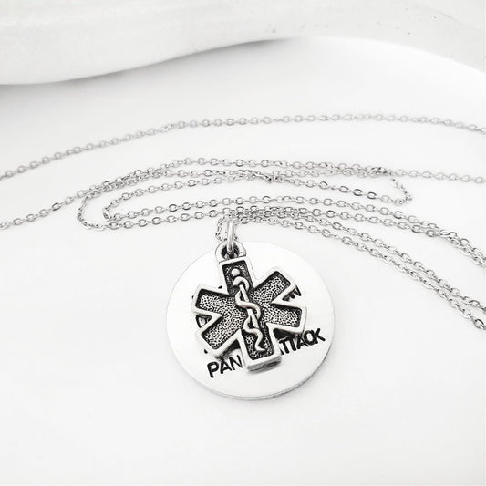 Silver-Tone Customized Medical Alert Necklace for Her.