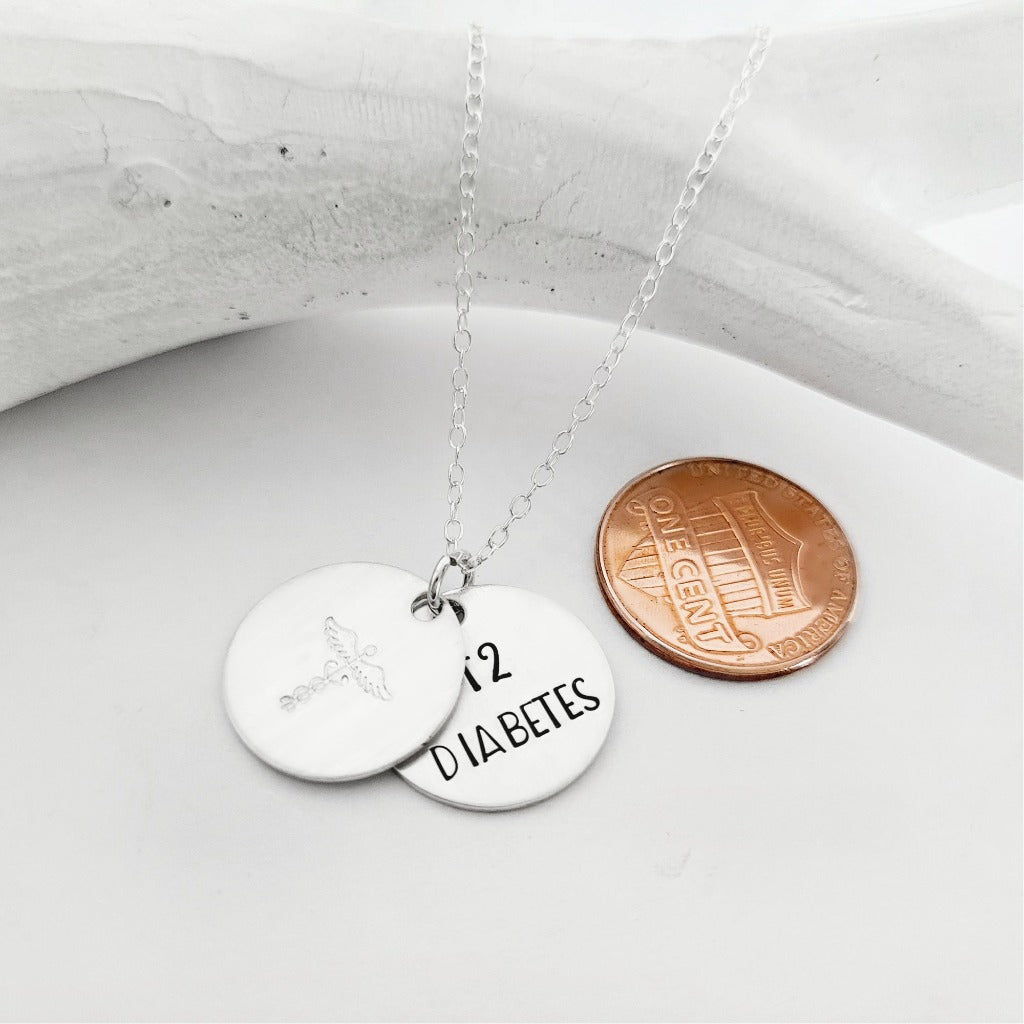 Sterling Silver Medical Alert Disc Necklace for Women